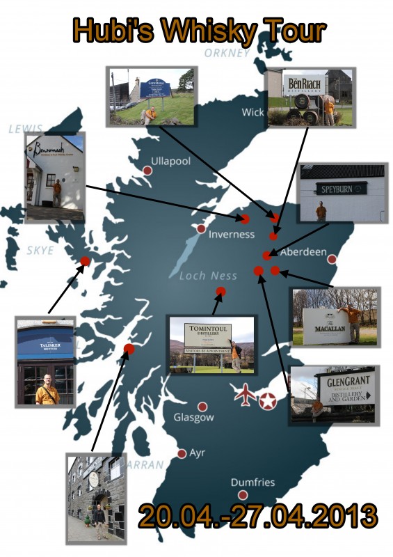 Zusammenstellung meiner Whiskytour in Schottland (alle Bildrechte bei Stefan Weißer)